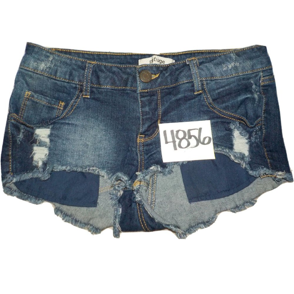 Refuge Cut Off Short Shorts Skimpy Destroyed Denim Blue